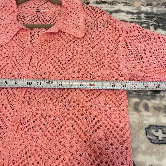 Short-sleeved pointelle-knit shirt - Light pink - Ladies - Picture 5 of 6